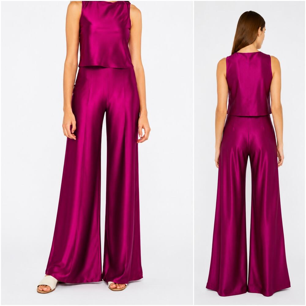 Ripley Rader SATEEN Stretch Wide Leg Pants Slate Magenta 3(M) - Picture 1 of 11
